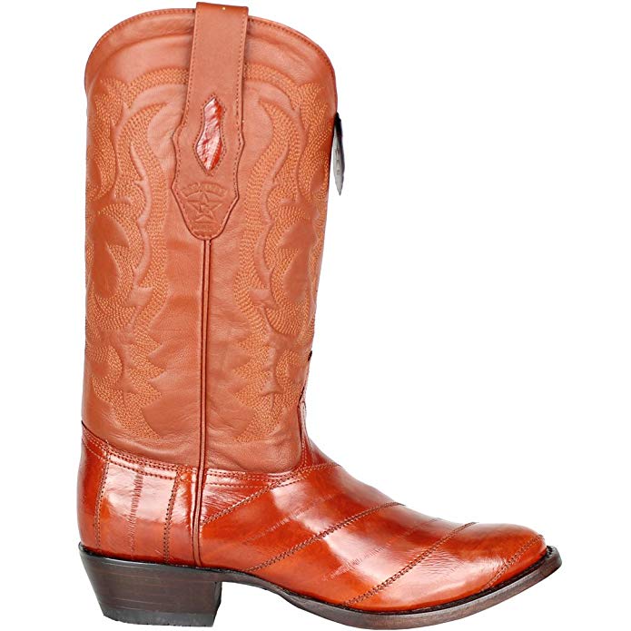 Genuine EEL COGNAC Round Toe Los Altos Men's Western Cowboy Boot 650803