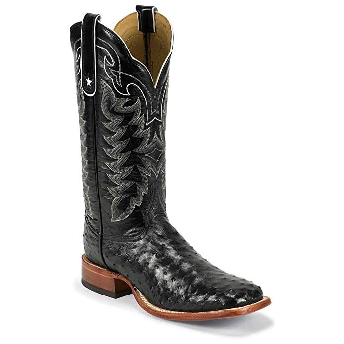 9090 Tony Lama Men's FQ Ostrich 13IN Western Boots - Black