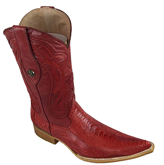 Men's Natural Genuine Ostrich Leg Leather Cowboy Western Handmade Luxury Boots