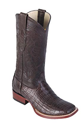 Genuine CROCODILE BELLY BROWN WIDE SQUARE Toe Los Altos Men's Western Cowboy Boot 8228207