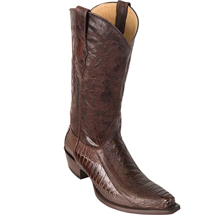 Original Brown Ostrich Leg Skin Snip-Toe Boot