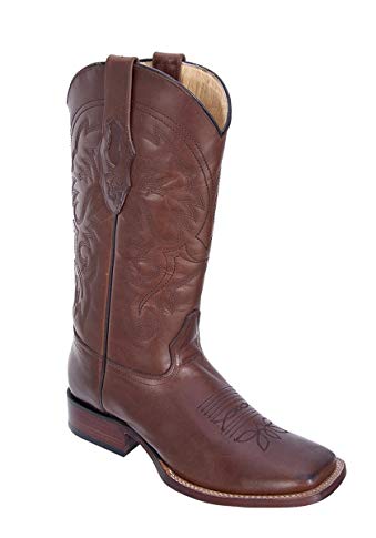 Genuine PULL UP LEATHER BROWN WIDE SQUARE Toe Los Altos Men's Western Cowboy Boot 8223807