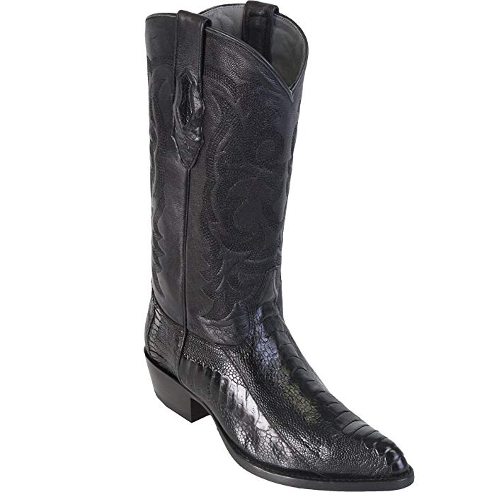 Original Black Ostrich Leg LeatherJ-Toe Boot