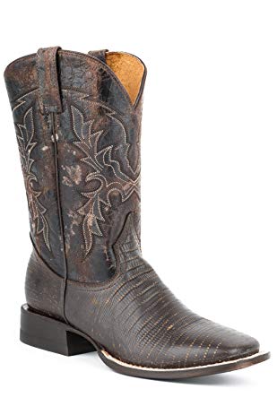 Roper Men's Lizard Print Cowboy Boot Wide Square Toe - 09-020-7020-0915 Br