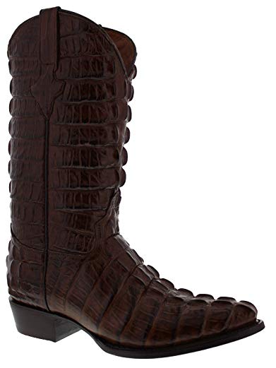 El Presidente - Men's Full Crocodile Tail Print Cowboy Boots J Toe