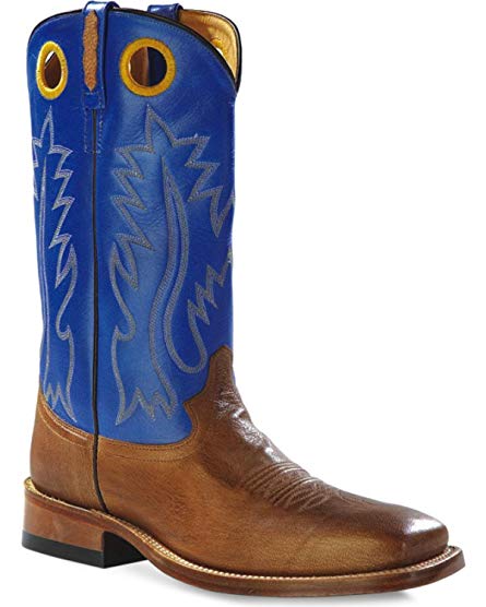 Old West Men's Round Hole Two-Tone Western Cowboy Boot Square Toe - Bsm1845