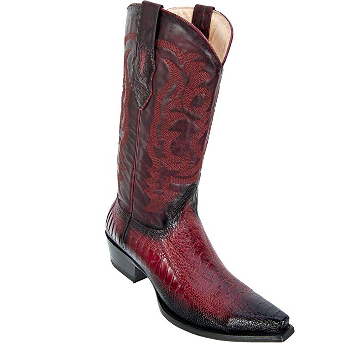 Original Faded Burgundy Ostrich Leg LeatherSnip-Toe Boot