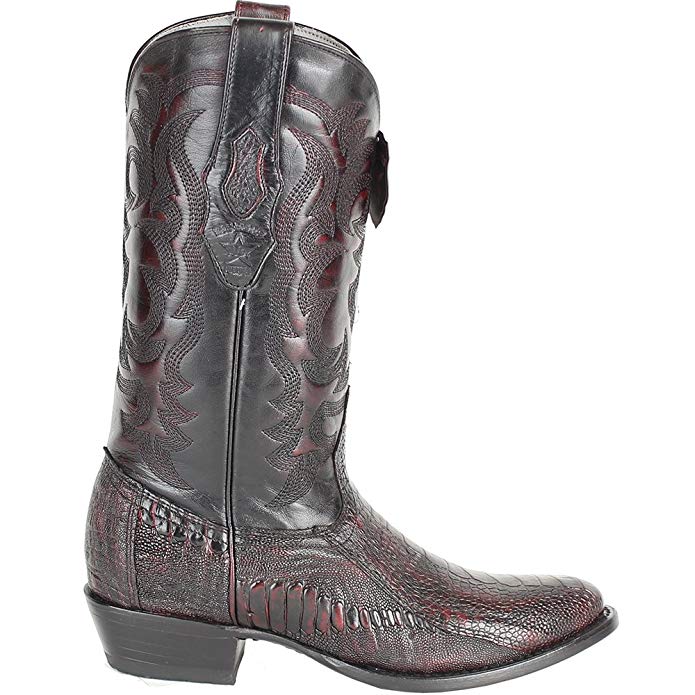 Genuine OSTRICH LEG CHERRY Round Toe Los Altos Men's Western Cowboy Boot 650518