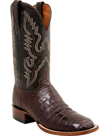 Lucchese Men's Handmade Caiman Tail Roper Boot Square Toe - Cl1009.Wf