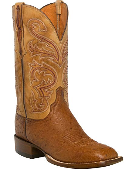 Lucchese Men's Handmade Lance Smooth Ostrich Horseman Boot Square Toe - Cl1028.W8