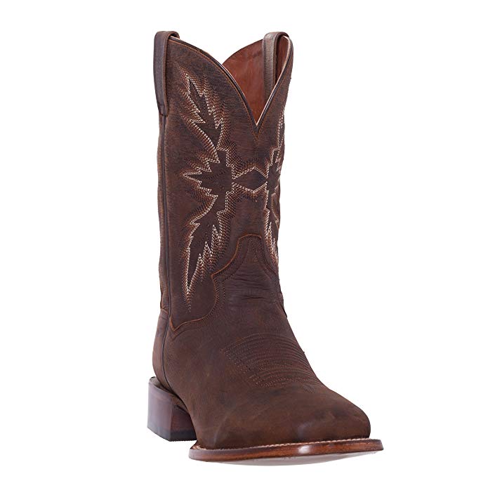 Mens Western Brown Cowboy Boot | Leather Wide Square Toe by Silver Canyon