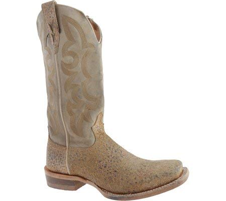 Twisted X Mens Stonewashed Camel Bull Hide Square Toe Rancher Cowboy Boot