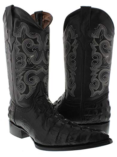 Texas Legacy - Men's Black Crocodile Tail Cowboy Boots Western Wedding Real Leather 3X Toe