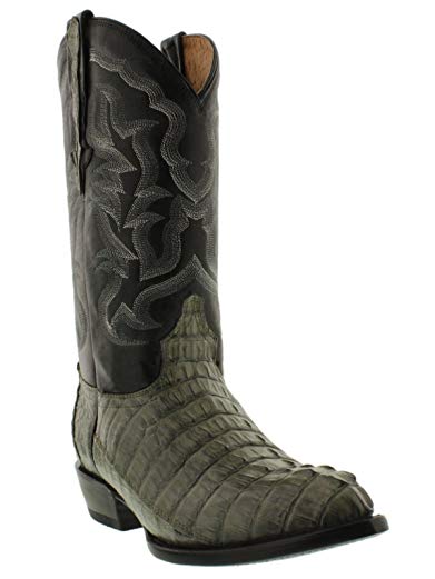 El Presidente - Men's Gray Genuine Crocodile Tail Skin Cowboy Boots J Toe