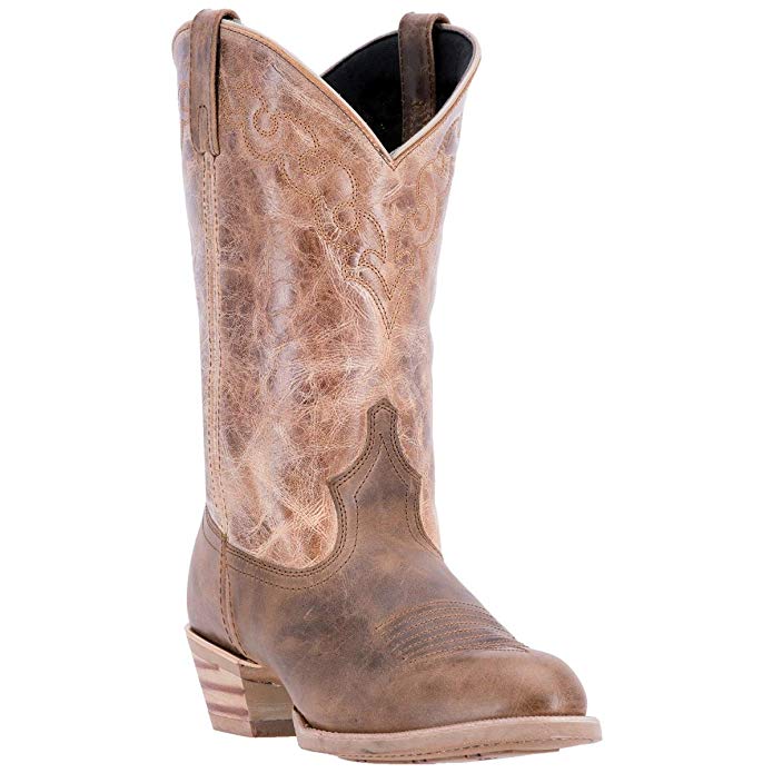 Dingo Mens Chocolate/Tan Cowboy Boots Leather Cowboy Boots R Toe