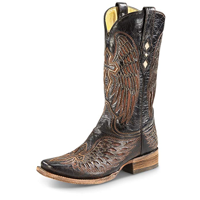 Corral Mens Wing and Cross Square Toe Western Boot - Brown/Bone