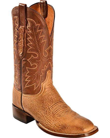 Lucchese Men's Smooth Ostrich Western Boot Square Toe