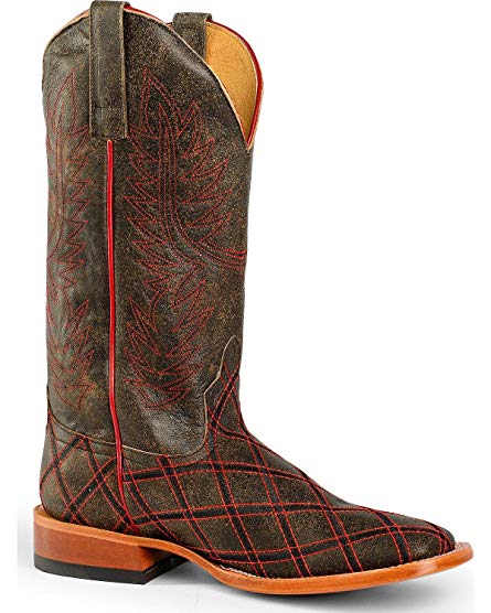 Horse Power Men's Chocolate Leather Cowboy Boot Square Toe - Hp1586