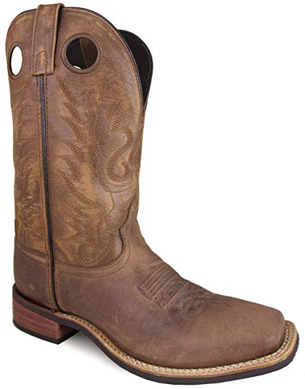 Smoky Mountain Men's Timber Pull On Closure Stitched Design Square Toe Brown Distress Boots