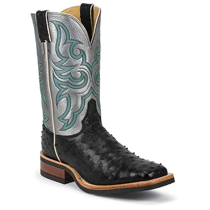 Justin Men's Full Quill Ostrich Atomic Mercury Cowboy Boot Square Toe - 8580