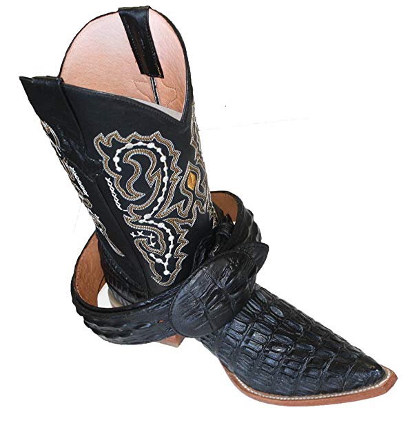 Dona Michi Mens Western Cowboy Leather Crocodile Print (Embossed) Boots/Free Belt