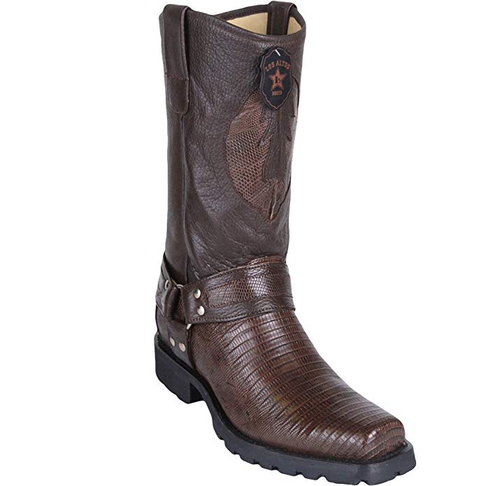 Original Brown Lizard Teju Leather Biker Toe Boot