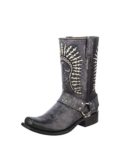CORRAL Men's Shaded Skull Harness Cowboy Boot Square Toe - A3097