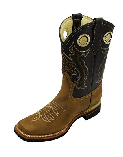 Dona Michi Men Genuine Cowhide Leather Square Toe Western Cowboy Boots