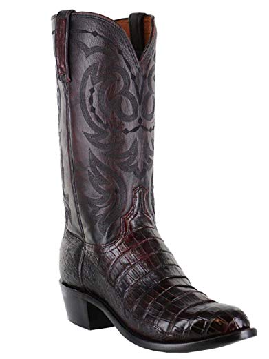Lucchese Men's N1141.R4 Caiman Belly and Ostrich Exotic Western Boots
