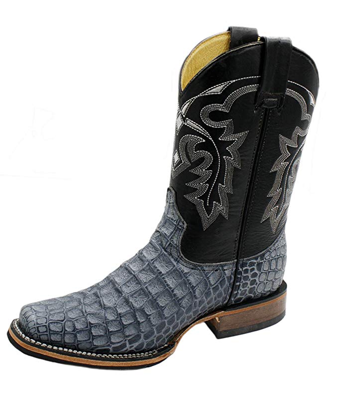 Men cowboy boots Genuine Cowhide Leather Crocodile Print Rodeo Boots