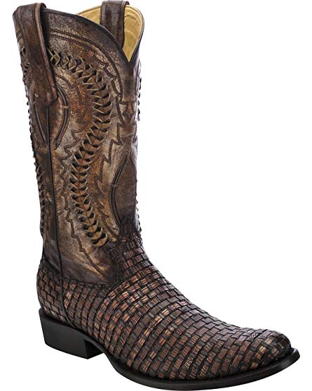 CORRAL Men's Lizard Braided Vamp Cowboy Boot Round Toe - C3017
