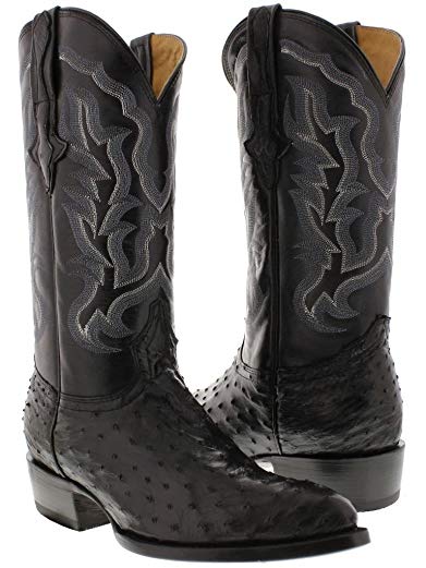 El Presidente - Men's Real Ostrich Skin Leather Cowboy Boots J Toe