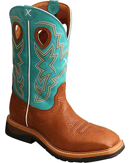 Twisted X Mens Cognac/Turquoise Lightweight Work Boots