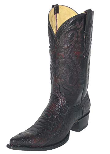 Ostrich Leg Cowboy Boots Black Cherry